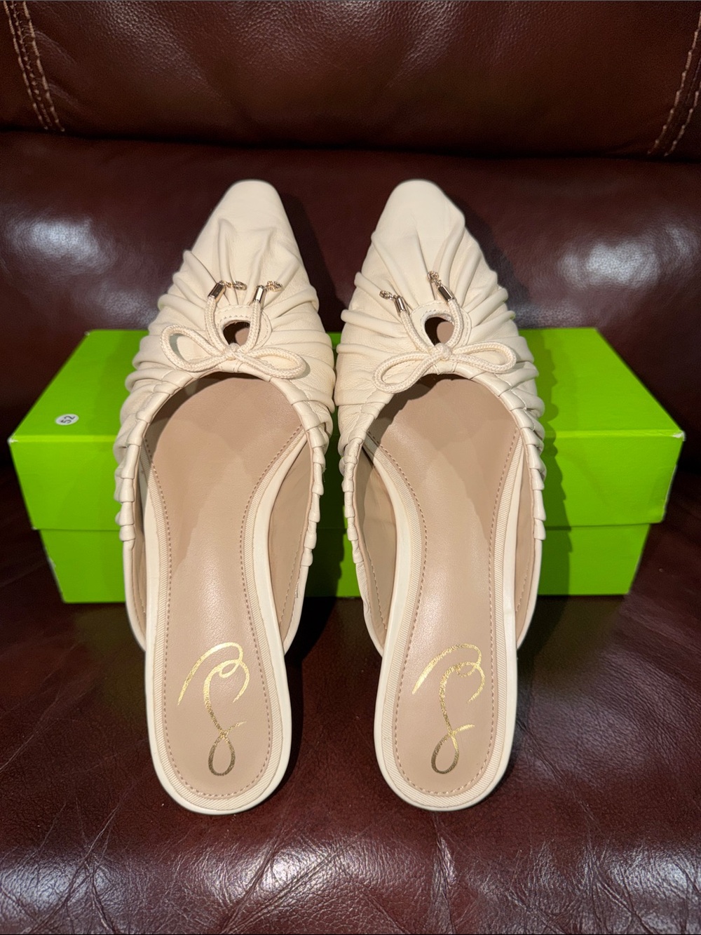‼️NEW Sam Edelman Julia Ivory Leather Mules Sandals